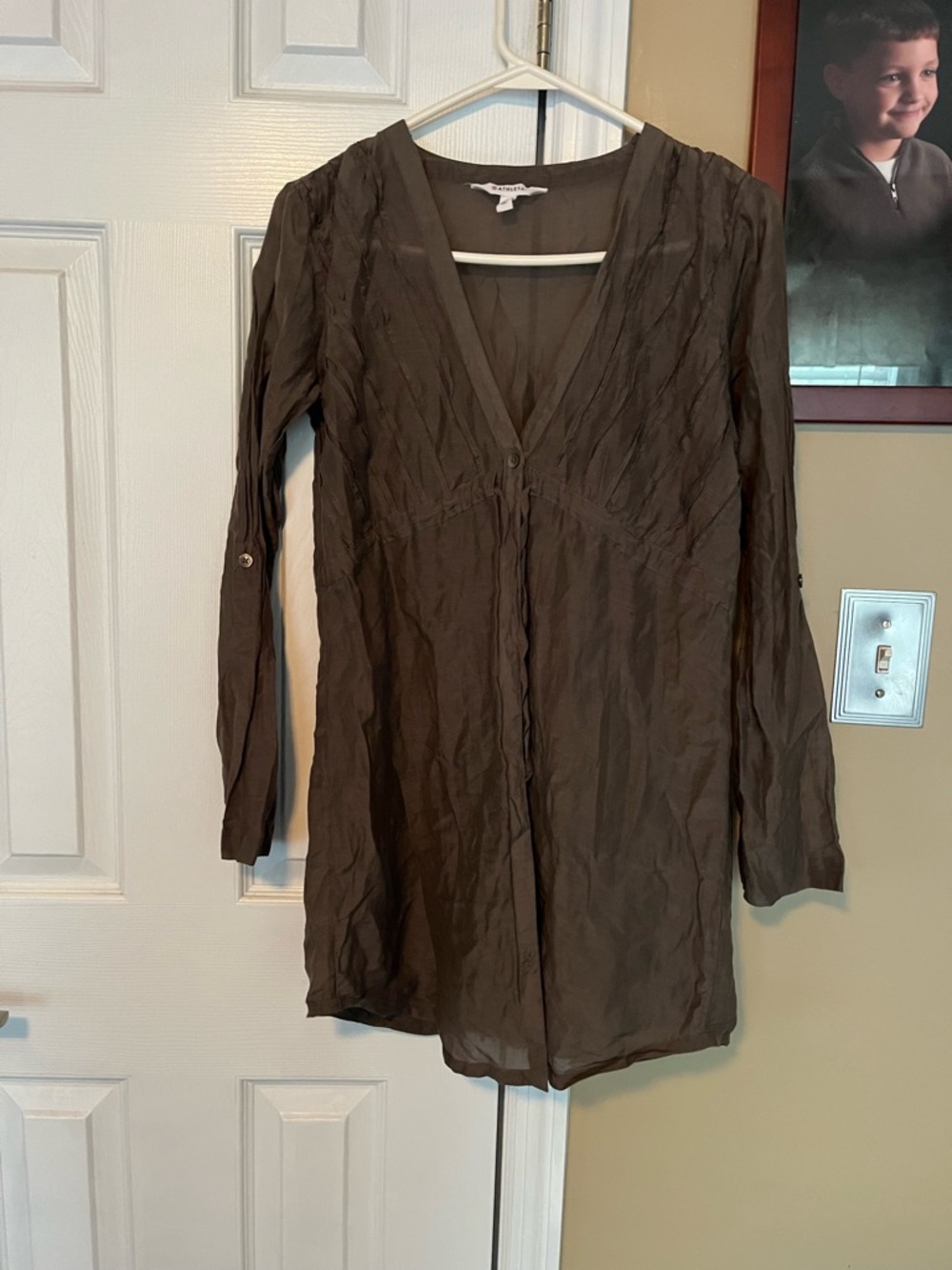 Athleta DayDream Brown Lightweight V-neck Tunic Top cover up Xxs - Picture 1 of 7